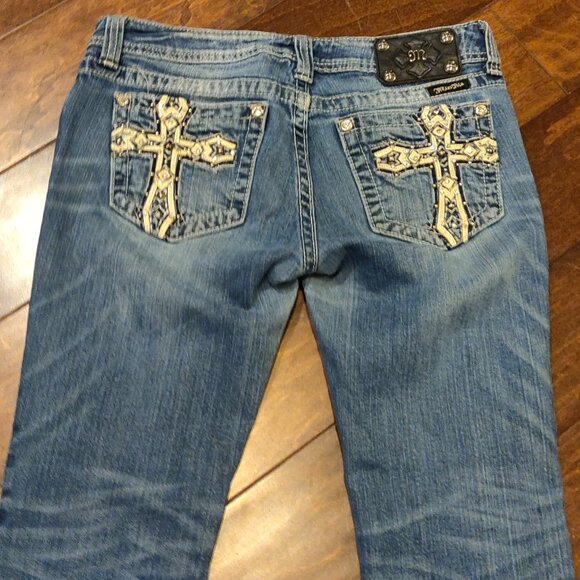 Miss Me JP5368BV Boot Cut Distressed Embellished Jeans SIZE 30 - Picture 3 of 6